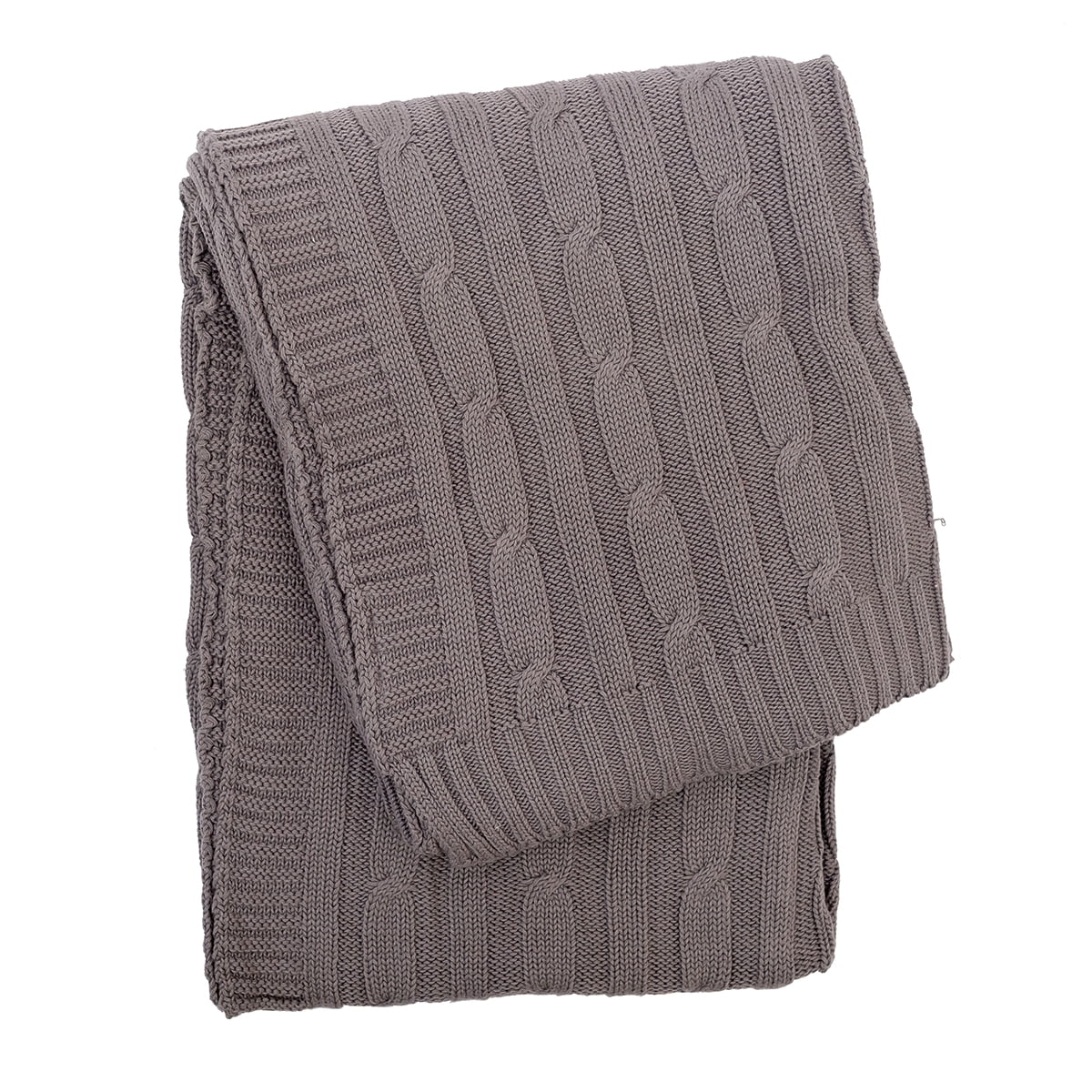 Charcoal Cotton Cable Knit Throw Blanket