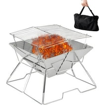 Charcoal Campfire Grill, Folding Quadrangle Barbecue Grill,Portable Stainless Steel Charcoal BBQ Stove for Home Party Outdoor Camping Picnic