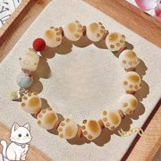 Charcoal Caramel Cat Paw Lucky Cat Cute Bead Bracelet Unique Design ValentineS Day Student Prayer Beads Gift For Best Friends,Cat Paw
