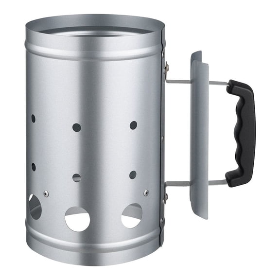 Charcoal Chimney Starter, 4 lbs Large Capacity Coal Fireplace, Heavy Duty BBQ Steel Chimney Starter for Charcoal Grill and Barbecues, Compact On-the-Go Carbon Lighter and BBQ Grill Tool, Silver