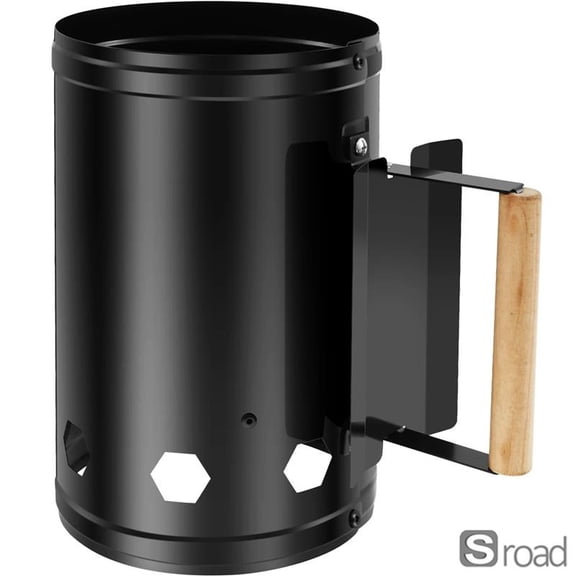 Charcoal Chimney Starter With Wood Handle, Rapid Fire BBQ Coal Lighter For Grill & Smoker, Heavy-Duty Steel Canister With Draft Holes, No Lighter Fluid Needed,One Size