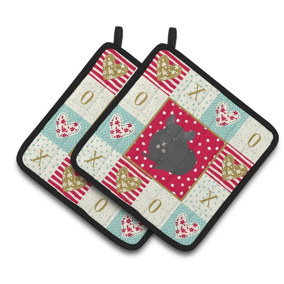 Charcoal Chinchilla Love Pair of Pot Holders