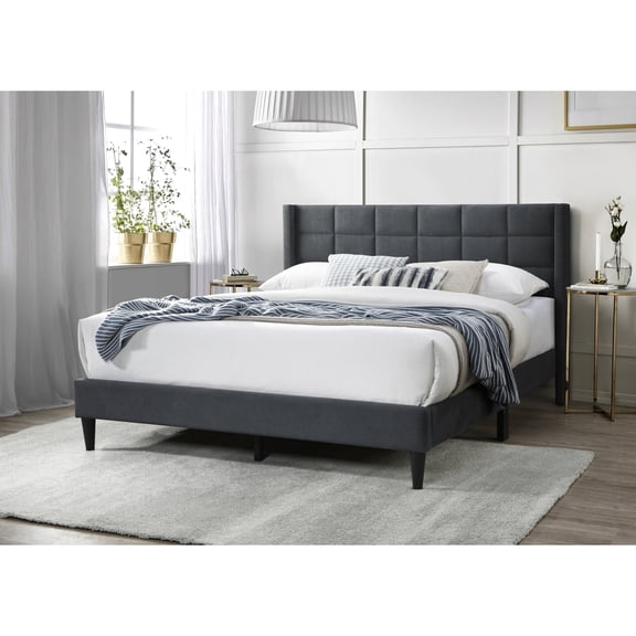 Charcoal Color - Brushed Linen Upholstered - Master Bedroom - Sophisticated and Cozy Ambiance