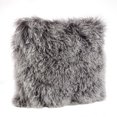 thumbnail image 1 of Charcoal Color Genuine Mongolian Real Lamb Fur Decorative Throw Pillow - Polyester Filled, 20" Square, 1 of 2