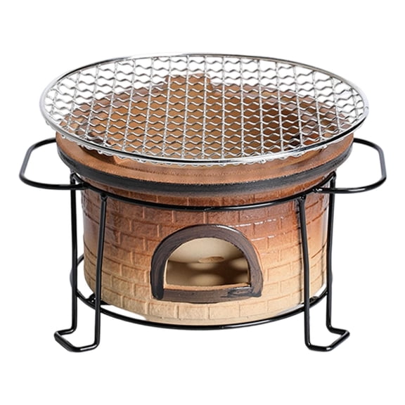 Charcoal Cooker BBQ Grill Portable Stovetop Traditional Clay Style for Hot Pot Stewing for Outdoor Camping