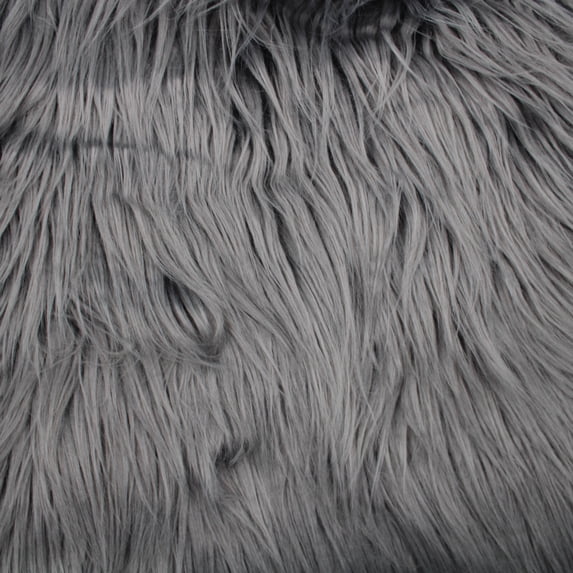 Charcoal Dark Faux Fur Fabric Long Pile Mongolian by the Yard