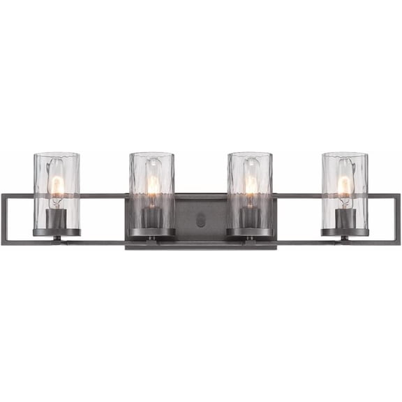 Elements 33 in. 4-Light Chrome Industrial Vanity with Rain Glass Shades