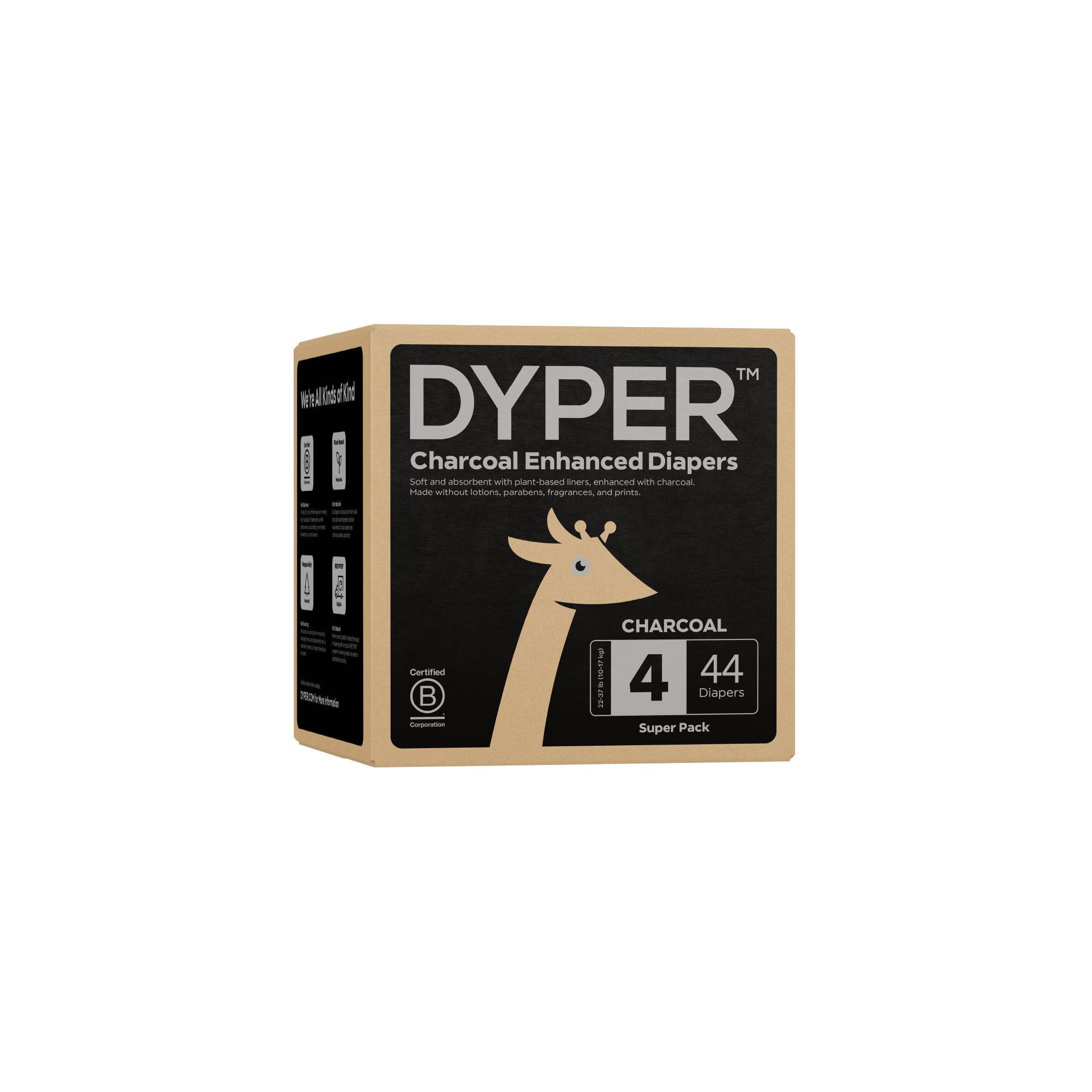 Charcoal Enhanced Diapers - Size 4 - 44ct