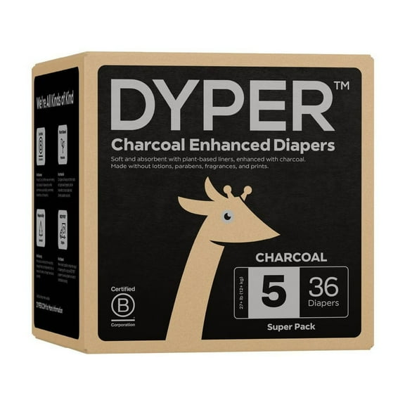 Charcoal Enhanced Diapers - Size 5 - 36ct