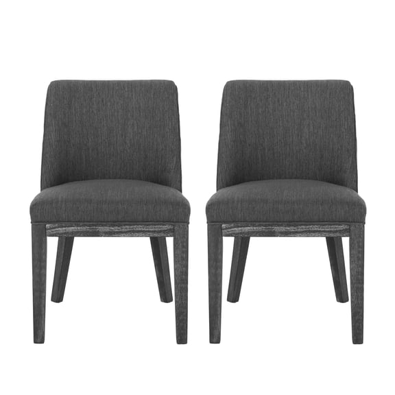 Charcoal Fabric Dining Chairs (Set of 2) - Solid Wood Frame, Rustic Modern Style, Comfortable Padded Seating, 300lb Capacity, 18.25"W x 23.5"D x 32"H for Dining Room & Living Room