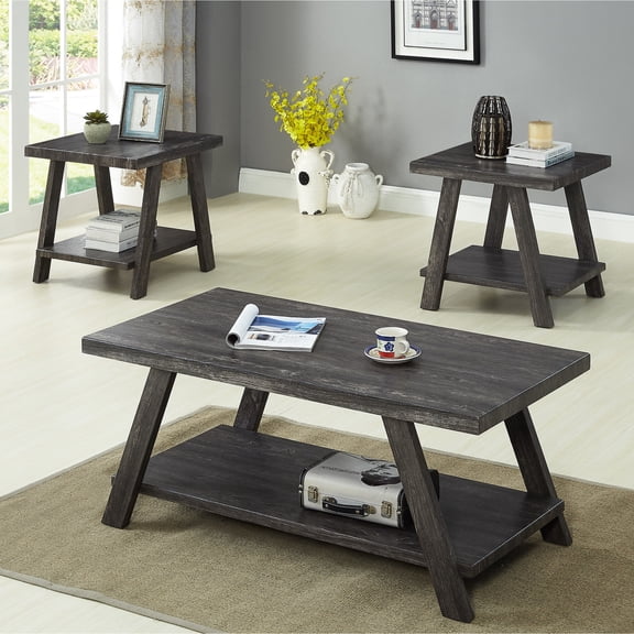 Charcoal Finish - Wide-Angled Legs - Living Room - Welcoming Ambiance