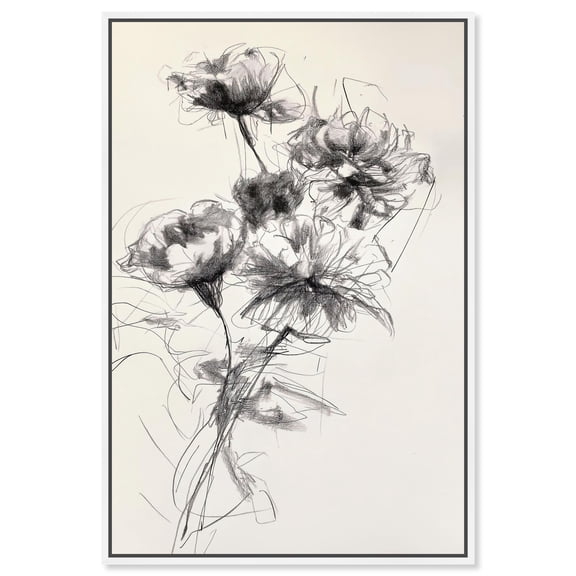 Charcoal Flower Serenity I Canvas Print Minimalist Wall Art by Art Remedy, White Frame, 10 x 15