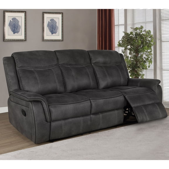 Charcoal Franklin Charcoal Upholstered Padded Arm Reclining Sofa