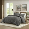 thumbnail image 1 of Charcoal Full/Queen Waffle Comforter Set 3-Piece, 100% Cotton Washed Bedding with Vintage Texture, 1 of 17