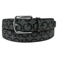 thumbnail image 1 of Charcoal G Logo Style Designer Leather Belt with Silver Chrome Metal Buckle, 1 of 2