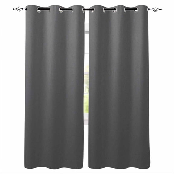 Charcoal Gray Blackout Curtains for Bedroom Living Room, Vintage Minimalist Solid Color Micro Grain Texture 39 In Long Thermal Insulated Room Darkening Drapes Grommet Window Treatments, 27.5 x 39 In