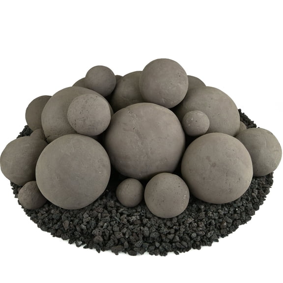 Charcoal Gray, Ceramic Fire Balls | Mixed Set of 23
