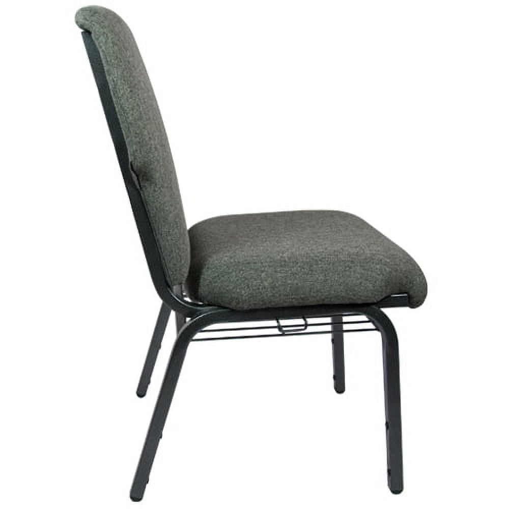 Charcoal Gray Fabric 21" Stacking Church Chair with Silver Steel Frame