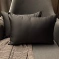 thumbnail image 1 of Charcoal Gray Decorative Lumbar Pillow Cover 20"x54" | Pack of 2 Modern Satin Oblong Cushion Cover Solid | Plain Solid Pillowcases for Bed, Couch & Sofa, Modern Home Décor - Charcoal Slub Satin, 1 of 13