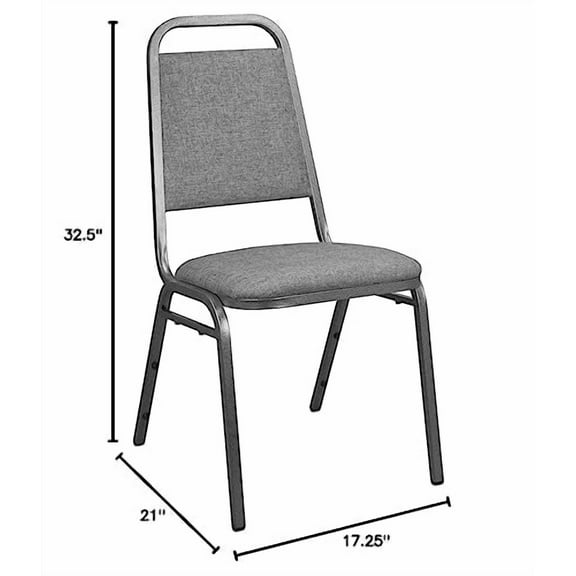 Charcoal Gray Fabric-Padded Banquet Stackable Chairs