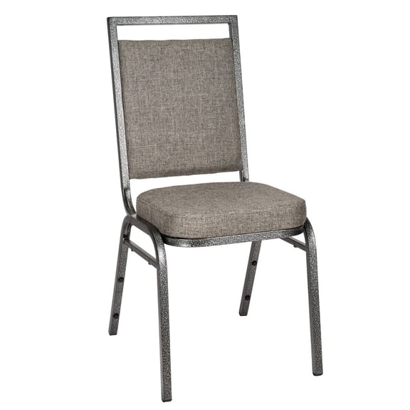 Charcoal Gray Fabric on Silver Vein Frame Square Back Banquet Chair by Chivari