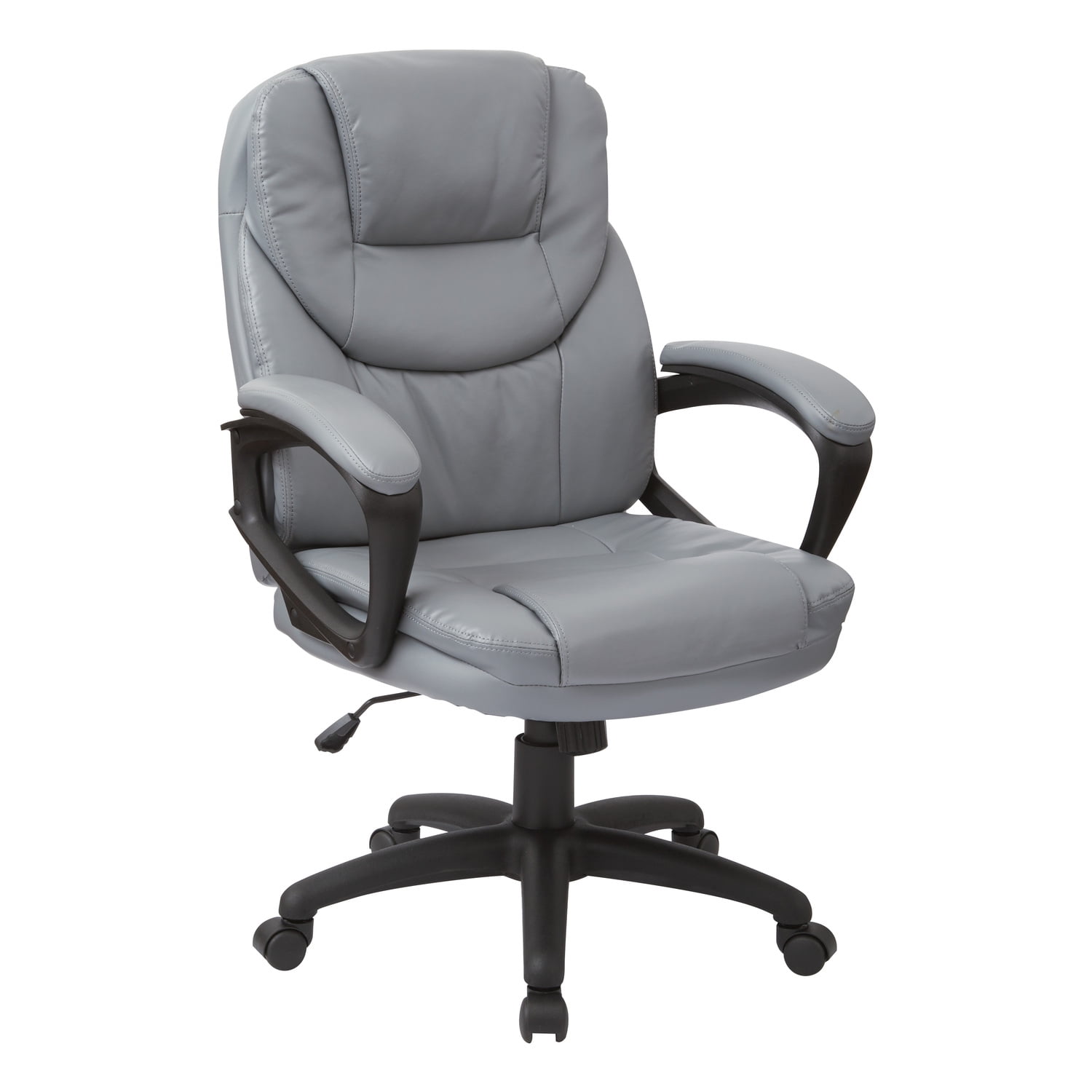 Charcoal Gray Faux Leather Executive Swivel Chair