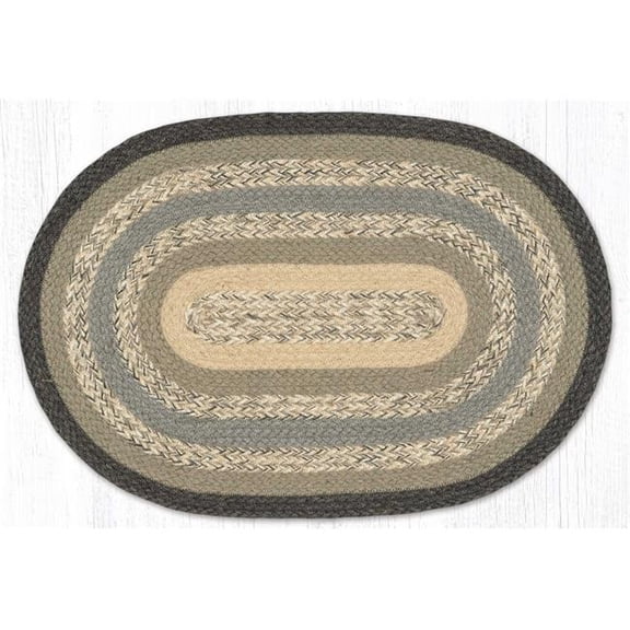 Charcoal Gray & Ivory Oval Braided Rug - 20 x 30 in. - Durable Design