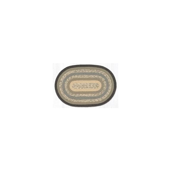 Charcoal Gray & Ivory Oval Braided Rug - 27 x 45 in. - Durable Design