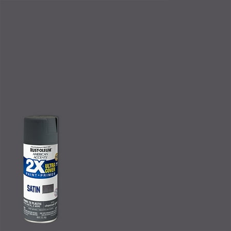 Charcoal Gray, Rust-Oleum American Accents 2X Ultra Cover Satin Spray Paint-342064, 12 oz