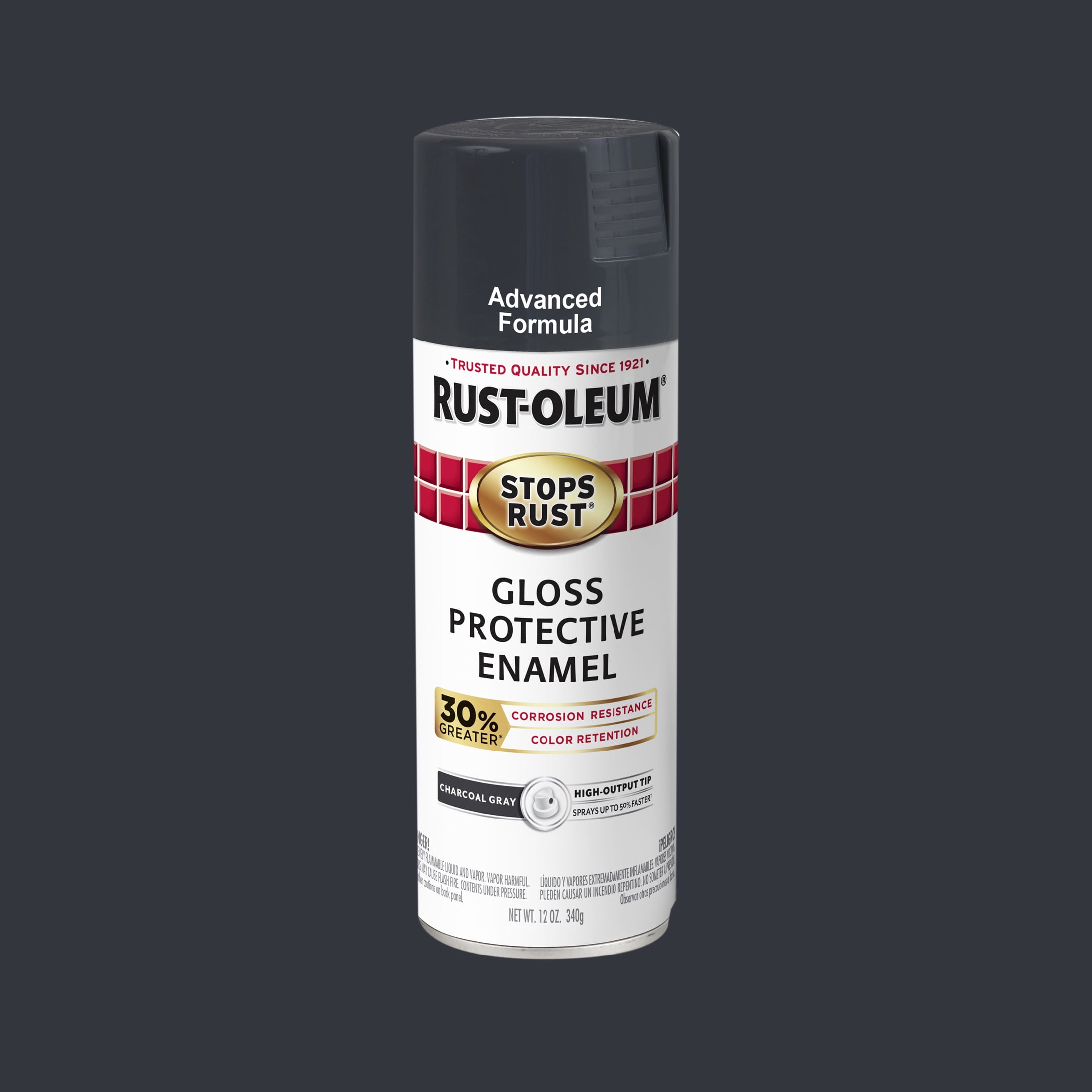 Charcoal Gray, Rust-Oleum Stops Rust Advanced Gloss Spray Paint-345389, 12 oz