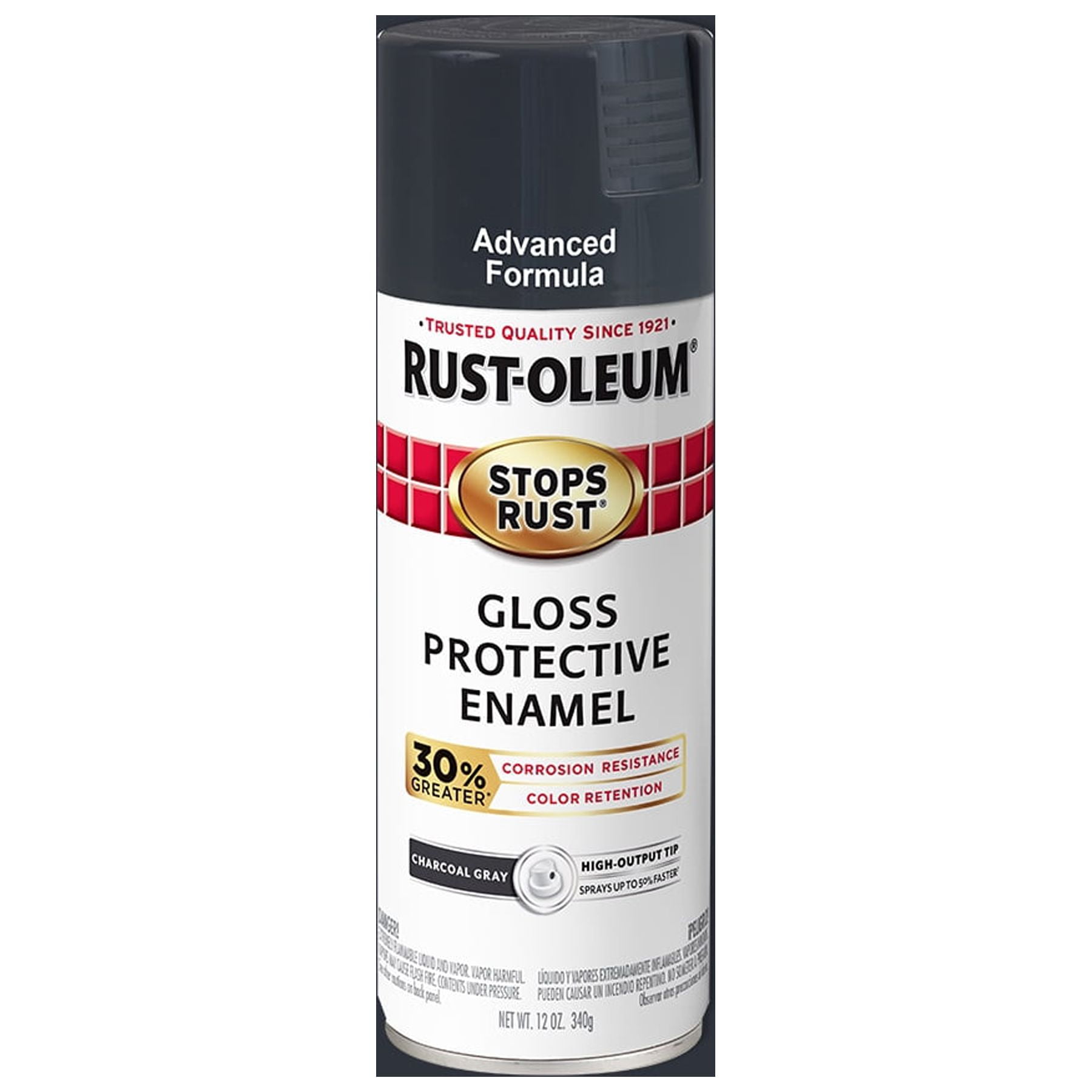 Charcoal Gray, RustOleum Stops Rust Advanced Gloss Spray Paint, 12 oz