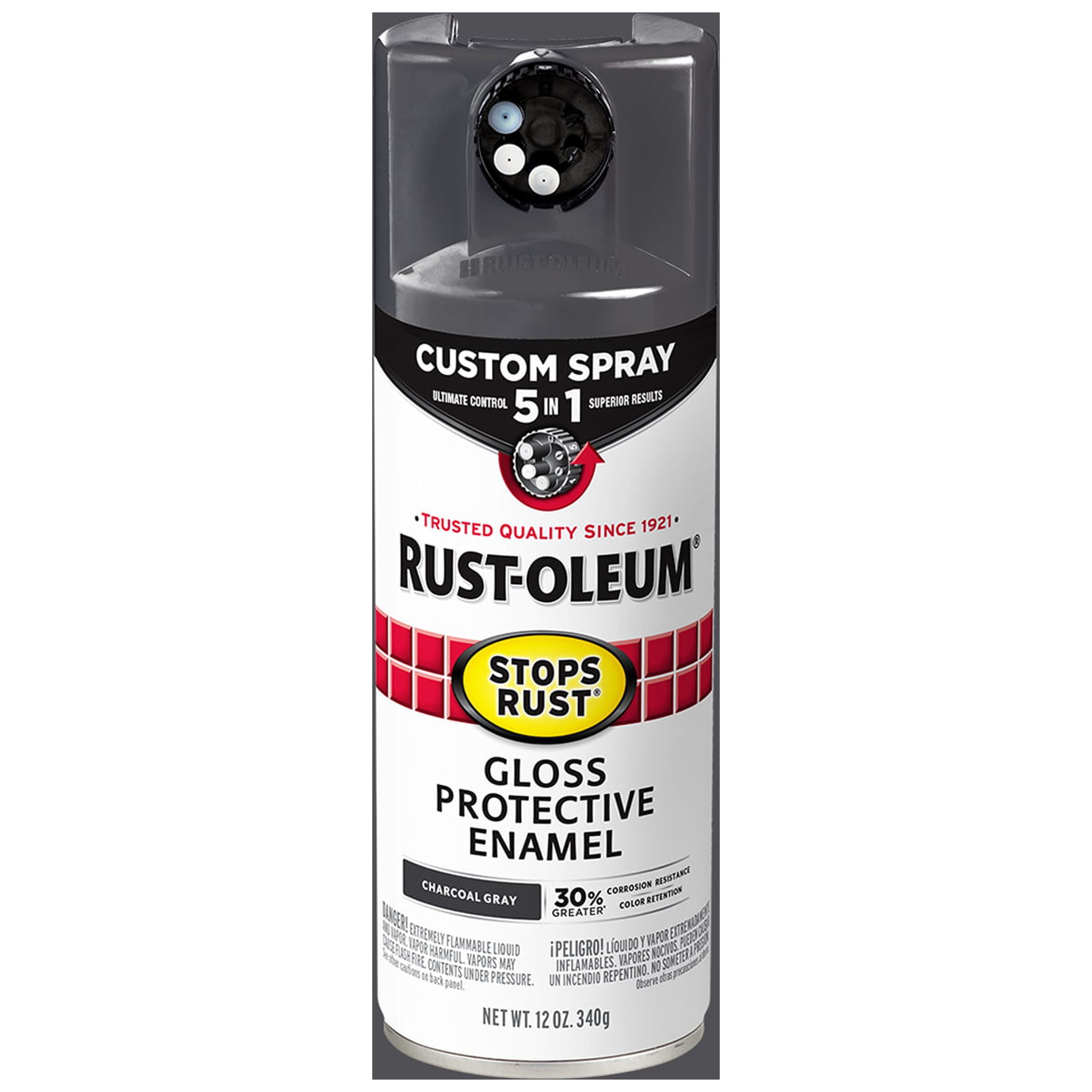 Charcoal Gray, RustOleum Stops Rust Custom Spray 5 in 1 Gloss Spray