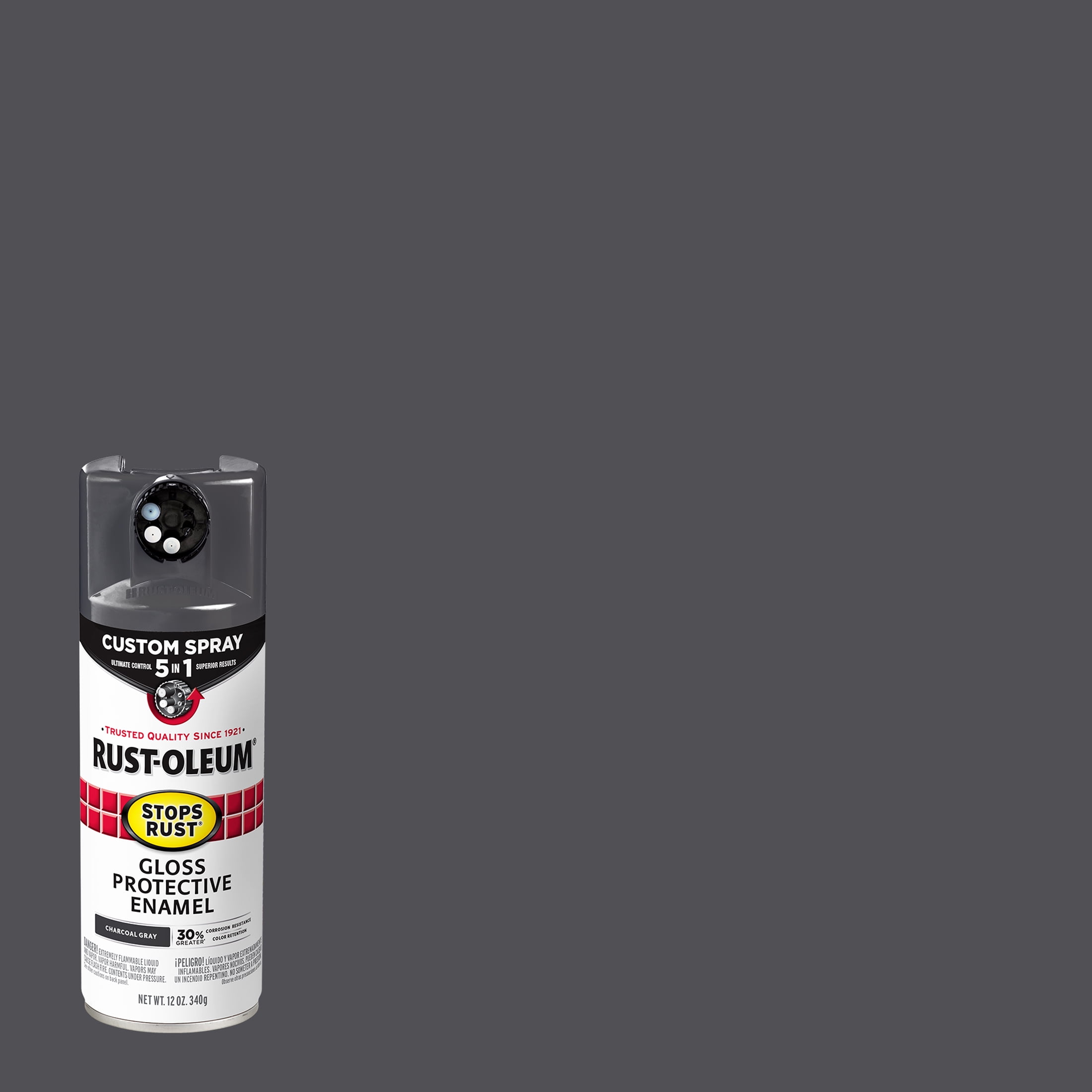 Charcoal Gray, RustOleum Stops Rust Custom Sprays 5 in 1 Gloss Spray