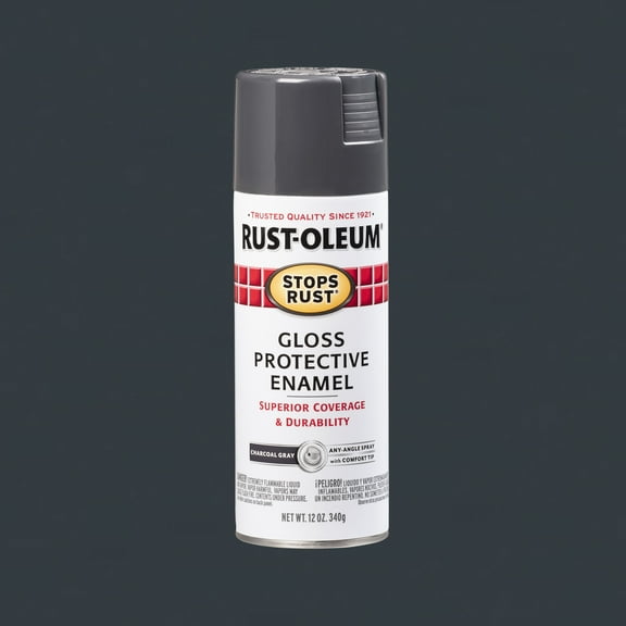 Charcoal Gray, Rust-Oleum Stops Rust Protective Enamel Gloss Spray Paint-7784830, 12 oz