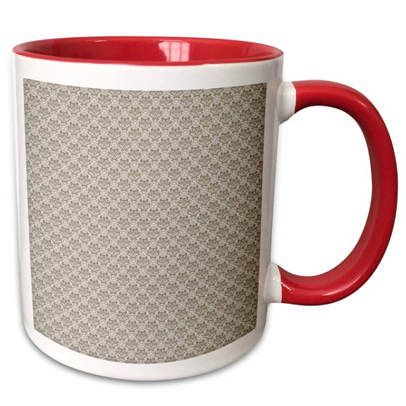 3drose, Charcoal Gray, Small Diamond Damask Pattern, 15oz Two-tone Red Mug