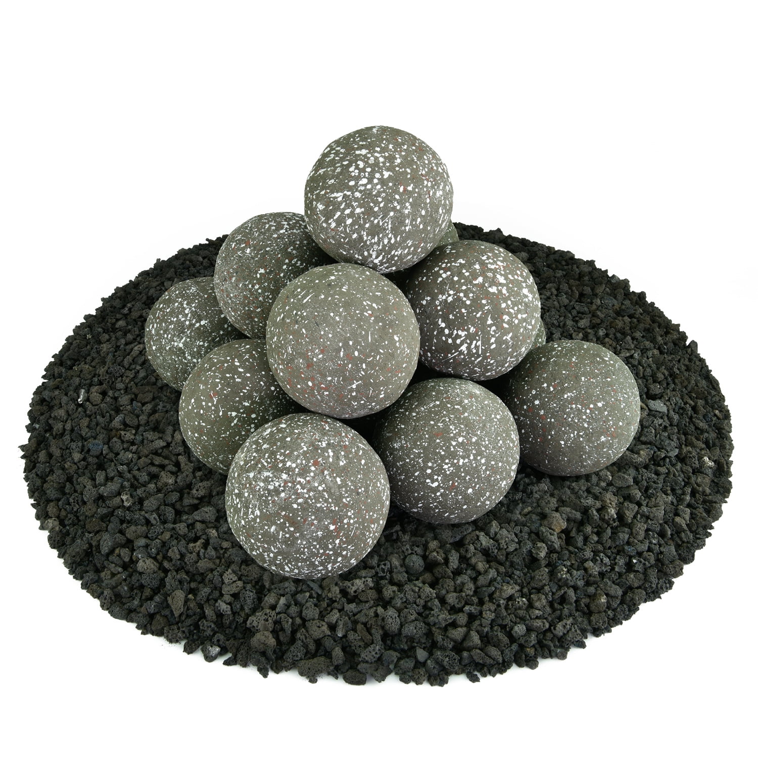 Charcoal Gray Speckled Ceramic Fire Balls Set of 14