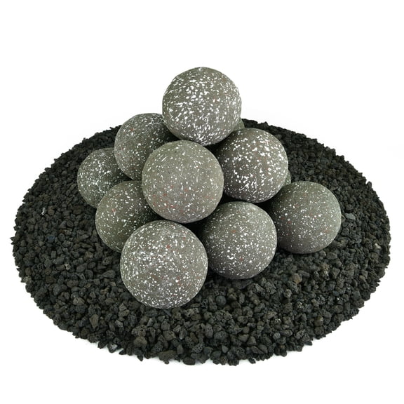 Charcoal Gray, Speckled Ceramic Fire Balls | 4" Set of 14