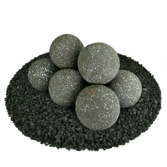 Charcoal Gray, Speckled Ceramic Fire Balls | 5" Set of 8