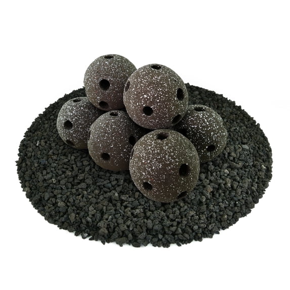 Charcoal Gray Speckled, Hollow Ceramic Fire Balls | 5" Set of 8