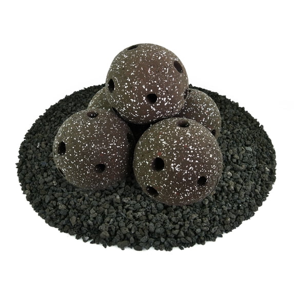 Charcoal Gray Speckled, Hollow Ceramic Fire Balls | 6" Set of 5