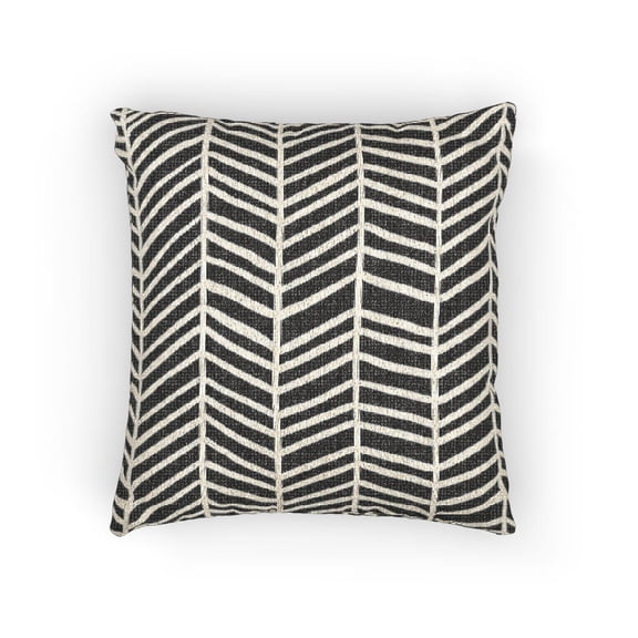 Charcoal Gray and White Herringbone Woven Pillow, Geometric Chevron Home Accent