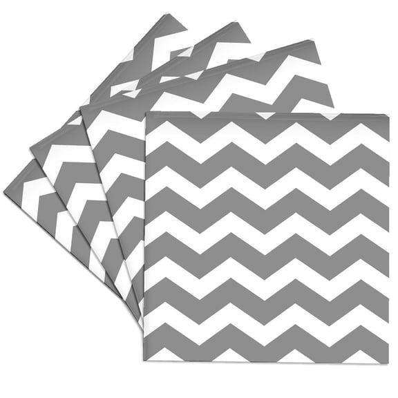 3drose, Charcoal Grey and White Zig Zag Chevron. Dark Gray Zigzag Pattern, Set of 4 Ceramic Tile Coasters
