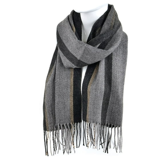 Charcoal/Grey/Beige Plaid Fall/Winter Scarf for Men & Women-Plaid Color Soft Feels Acrylic Scarves