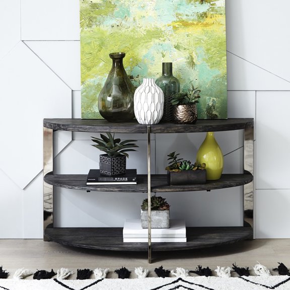 Charcoal Grey - Display Decorative Items - Living Room, Bedroom, Foyer - Ample Storage with 2 Open Shelves
