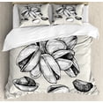thumbnail image 1 of Charcoal Grey Duvet Cover Set, Close Up Abstract and Simple Pattern of Pistachios Healthy Snacks, Decorative 3 Piece Bedding Set with 2 Pillow Shams, Calking Size, Eggshell, by Ambesonne, 1 of 2