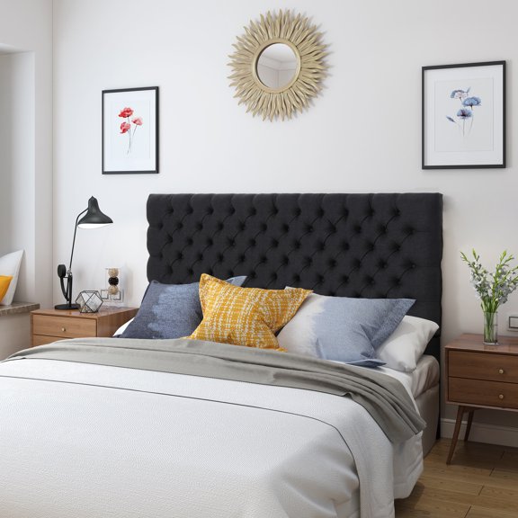 Charcoal Grey Headboard For Queen Bed, Upholstered, Contemporary Flavor Upholstered