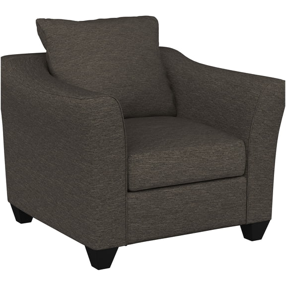 Charcoal Grey Upholstered Flared Arm Chair, Transitional Style Accent Chair with High-Density Foam for Living Room, Office