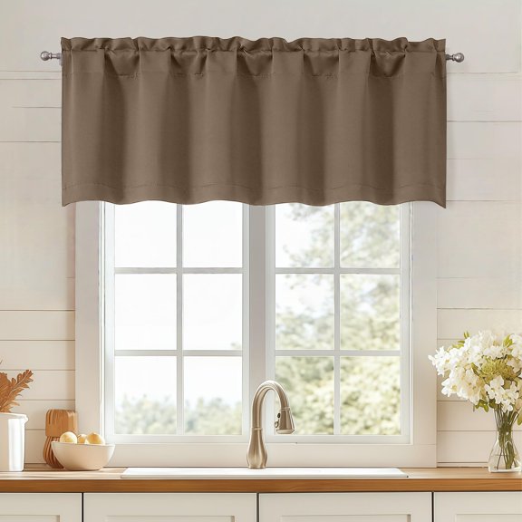 Charcoal Grey Valances for Windows, Small Blackout Curtains for Kitchen Bedroom Living Room, Rod Pocket Privacy Modern Solid Short Window Treatment Valance Bathroom Panels, 60" Wx18 L,1 Piece