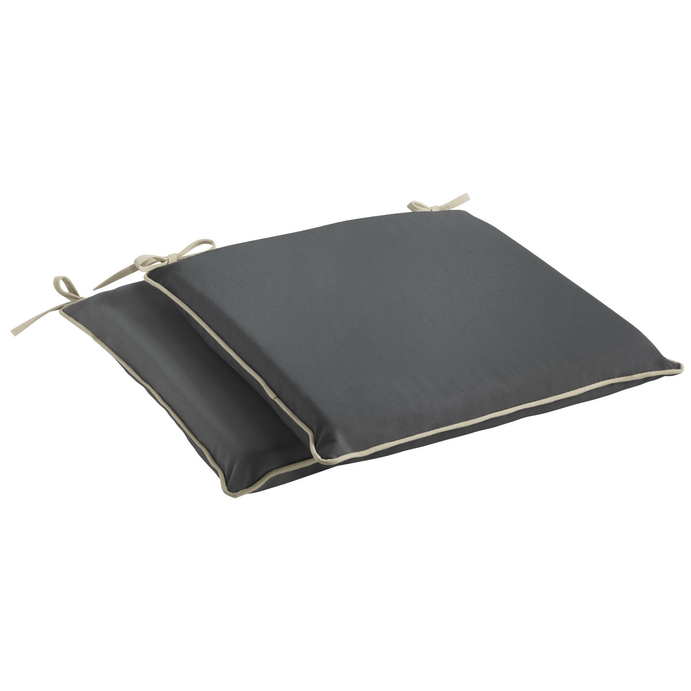 Charcoal Grey with Ivory Indoor/Outdoor Chair Pad Set, Corded