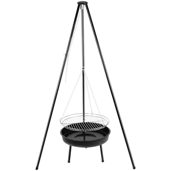 Charcoal Grill, Adjustable Height Outdoor Camping Firepit Tripod Camp Portable Bbq Grill Hanging Tripod Chain Barbeque Charcoal Grill